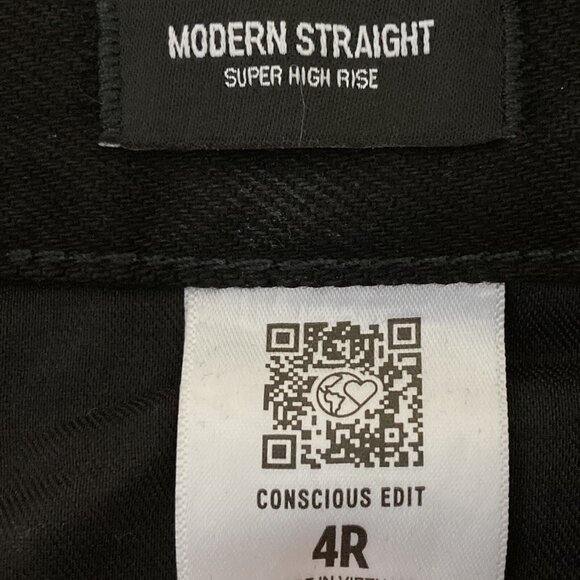 NWOT Express Women Black Jeans Size 4R Distressed Modern Straight Leg High Rise - Picture 6 of 10